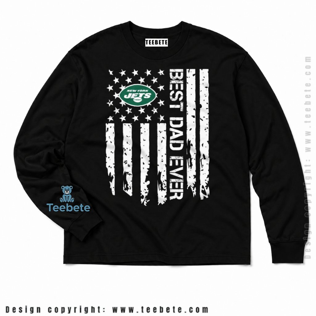 New York Jets Dad Distressed American Flag Long Sleeve New York Jets Dad Distressed American Flag Long Sleeve
