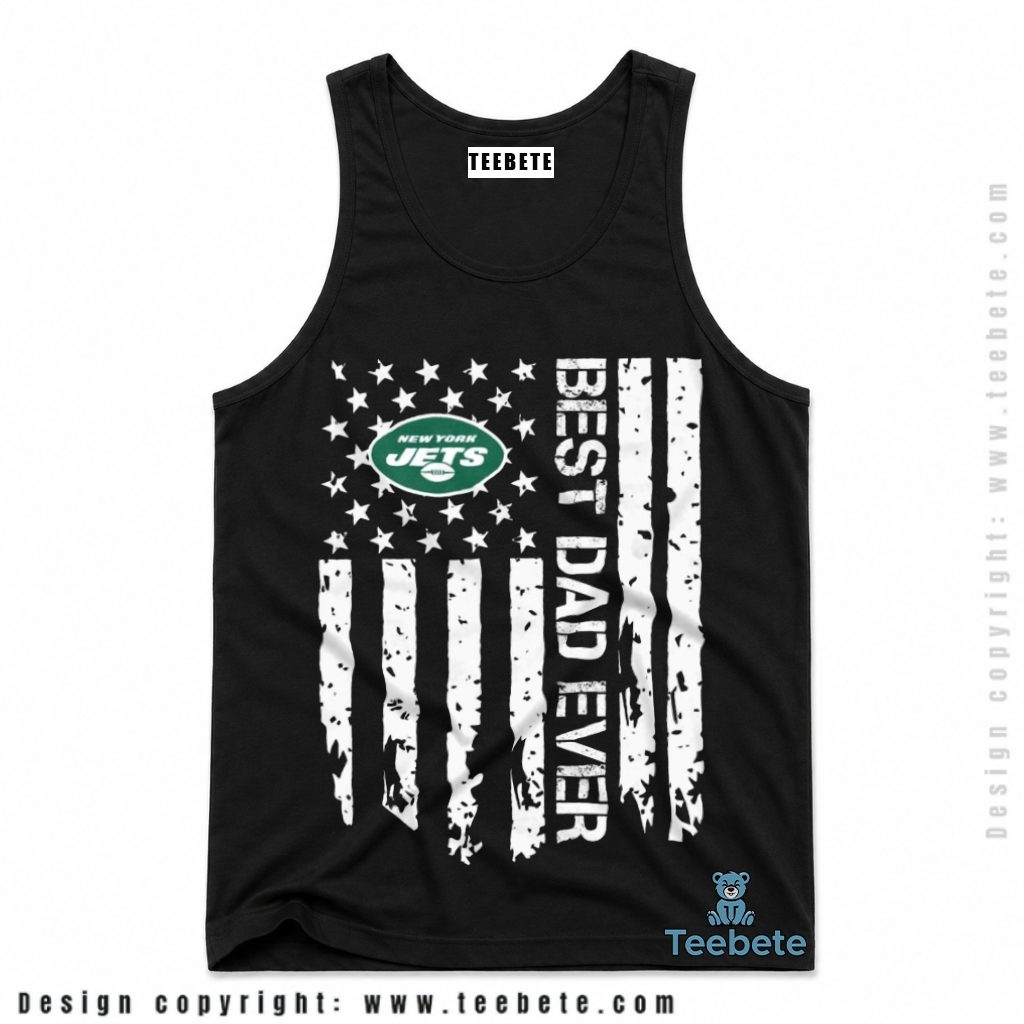 New York Jets Dad Distressed American Flag Tanktop New York Jets Dad Distressed American Flag Tanktop