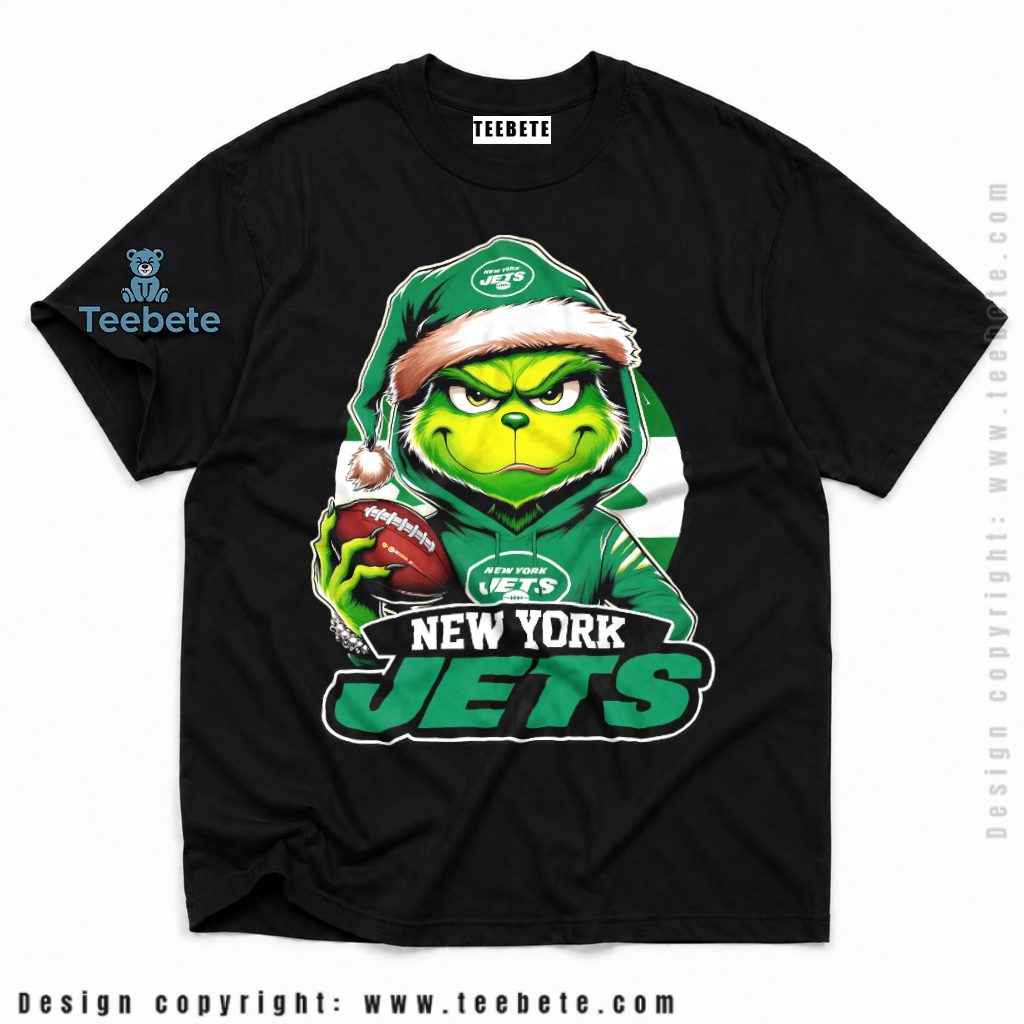 New York Jets Grinch Santa Hat Football Shirt
