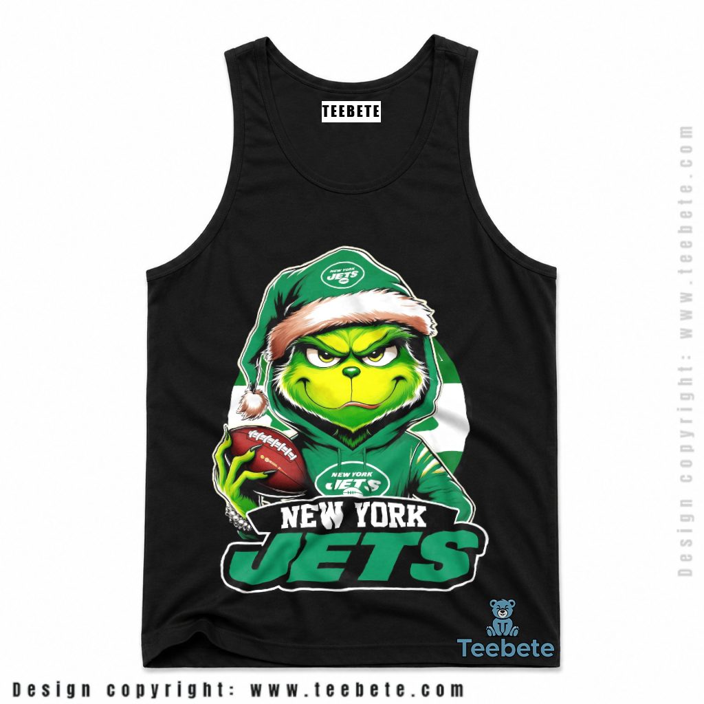 New York Jets Grinch Santa Hat Football Tanktop New York Jets Grinch Santa Hat Football Tanktop