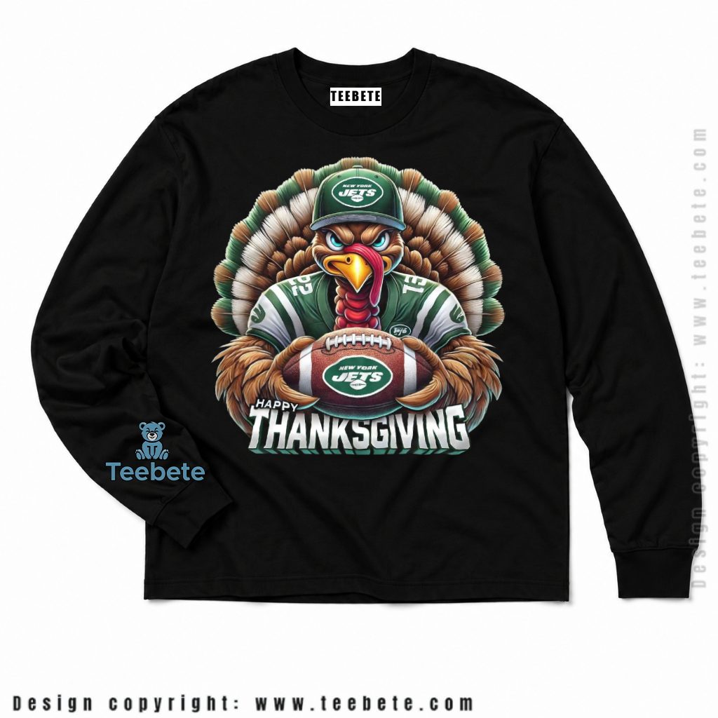 New York Jets Happy Thanksgiving Turkey Player Long Sleeve New York Jets Happy Thanksgiving Turkey Player Long Sleeve
