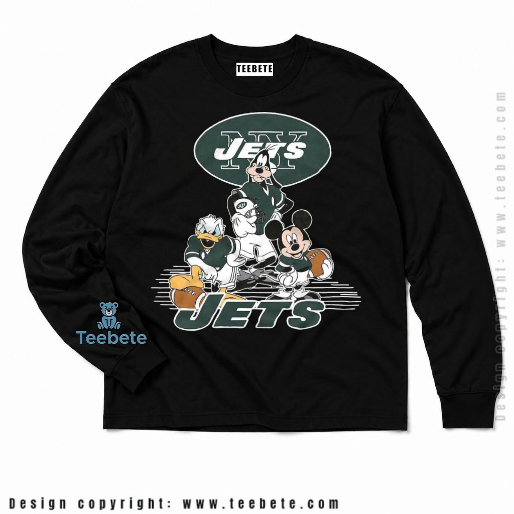 New York Jets Mickey Goofy And Donald Team Long Sleeve New York Jets Mickey Goofy And Donald Team Long Sleeve