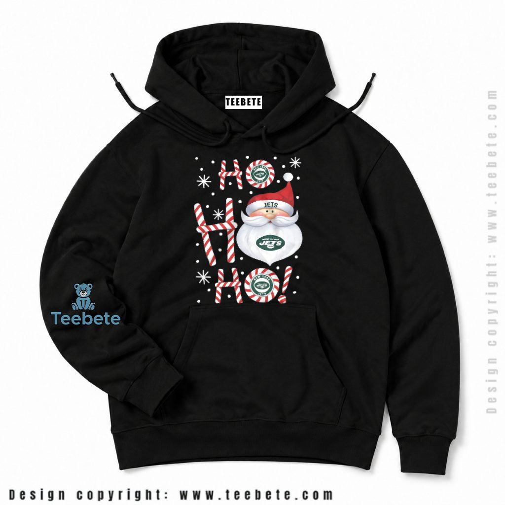 New York Jets Santa Ho Ho Ho Candy Cane Hoodie New York Jets Santa Ho Ho Ho Candy Cane Hoodie