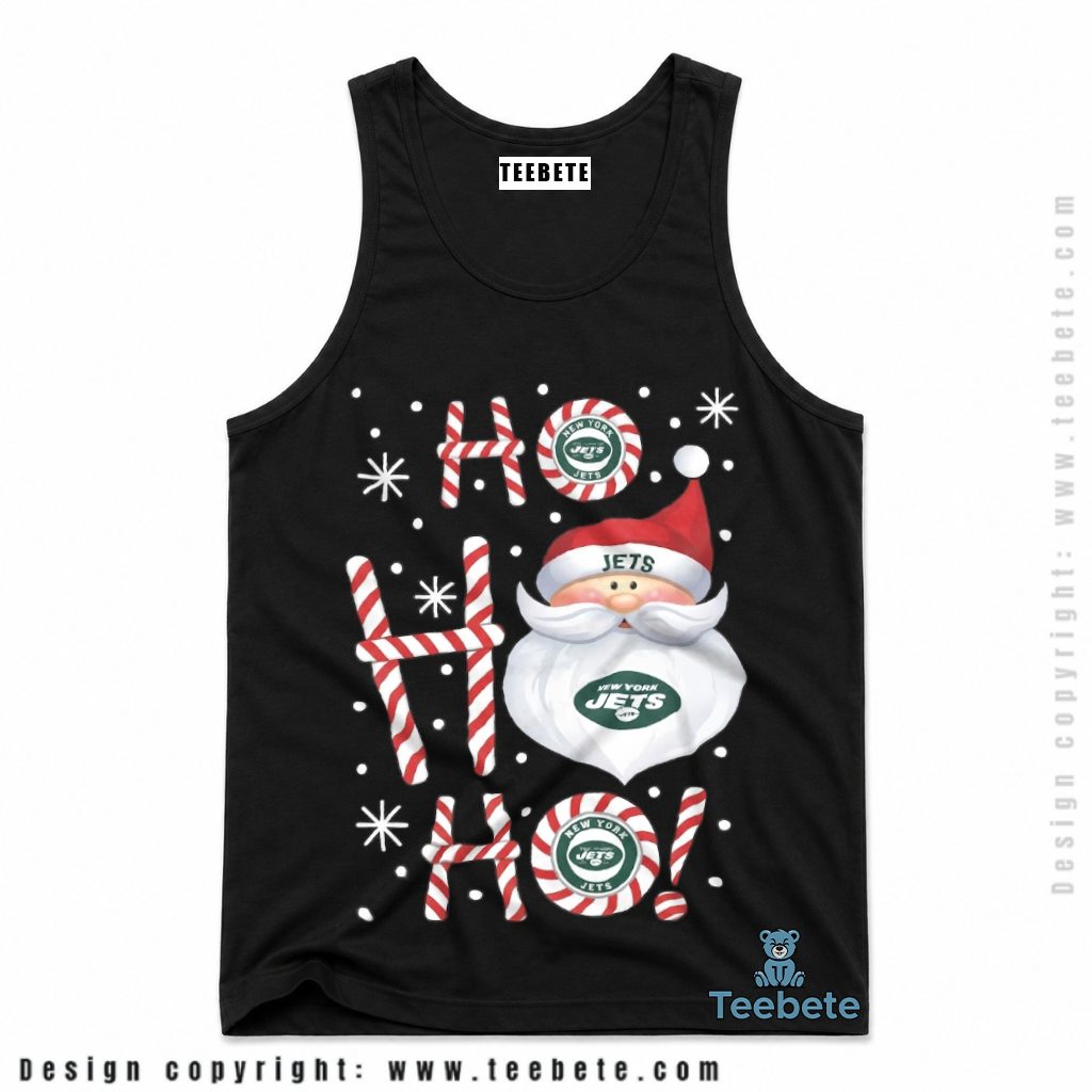 New York Jets Santa Ho Ho Ho Candy Cane Tanktop New York Jets Santa Ho Ho Ho Candy Cane Tanktop