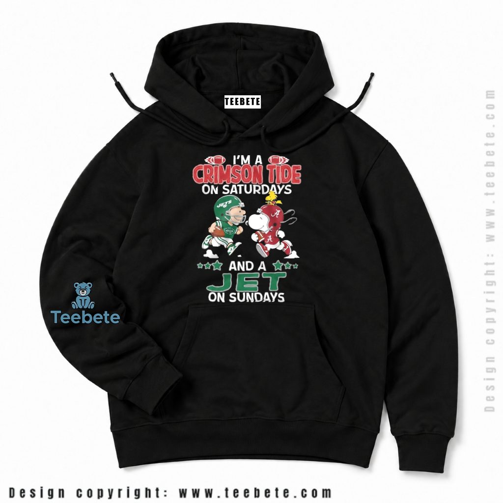 New York Jets Snoopy Crimson Tide Saturdays Hoodie New York Jets Snoopy Crimson Tide Saturdays Hoodie