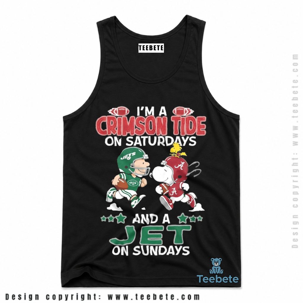 New York Jets Snoopy Crimson Tide Saturdays Tanktop New York Jets Snoopy Crimson Tide Saturdays Tanktop