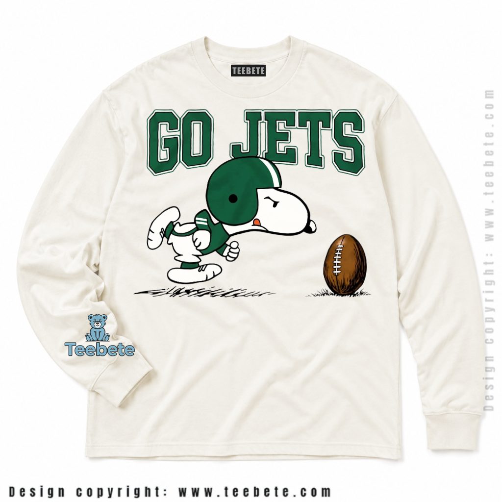New York Jets Snoopy Football Player Long Sleeve New York Jets Snoopy Football Player Long Sleeve