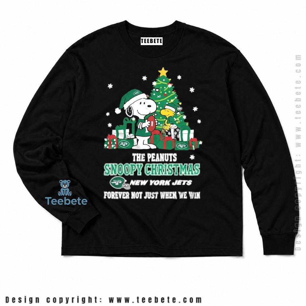 New York Jets Snoopy Forever Christmas Tree Long Sleeve New York Jets Snoopy Forever Christmas Tree Long Sleeve