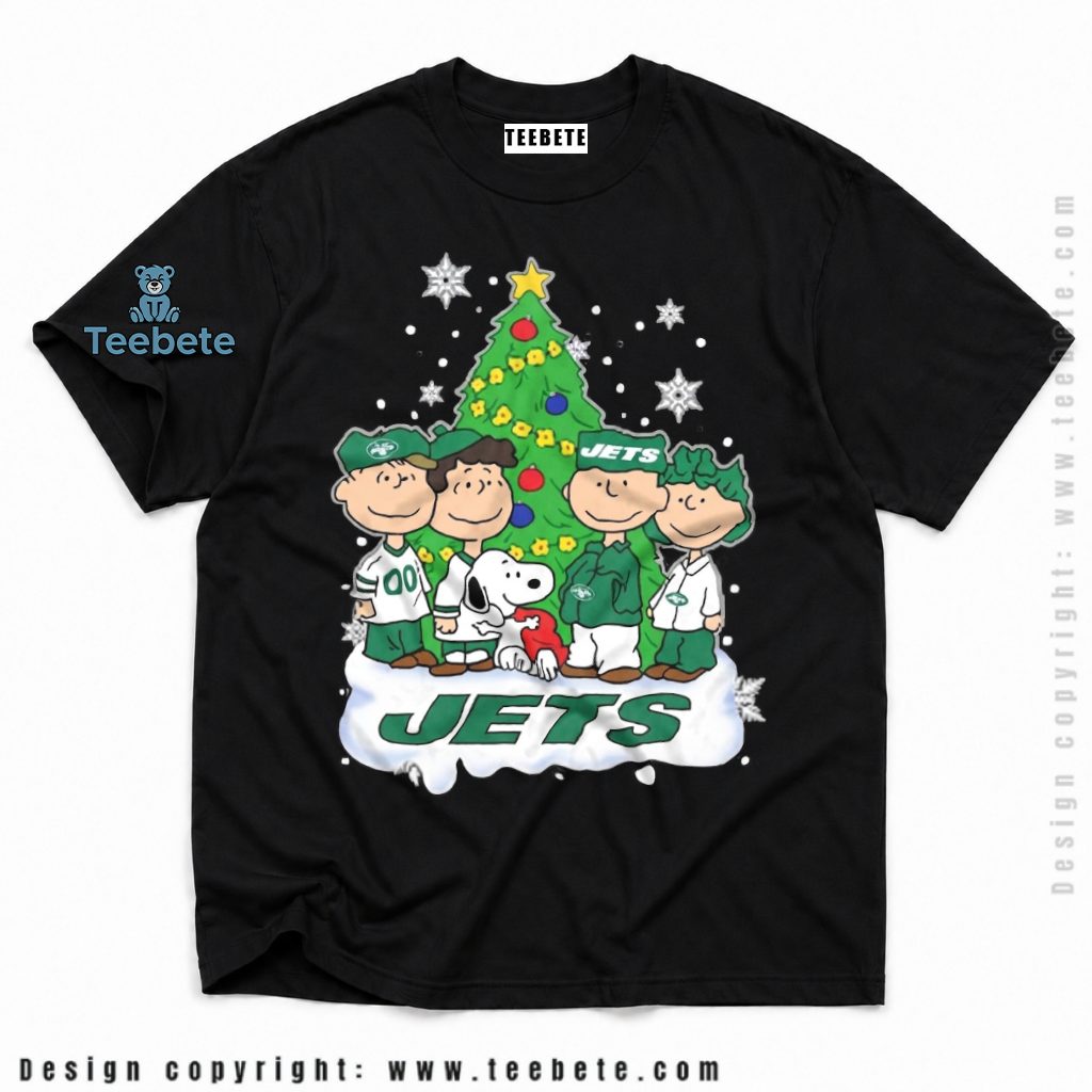 New York Jets Snoopy Peanuts Gang Christmas Tree Shirt