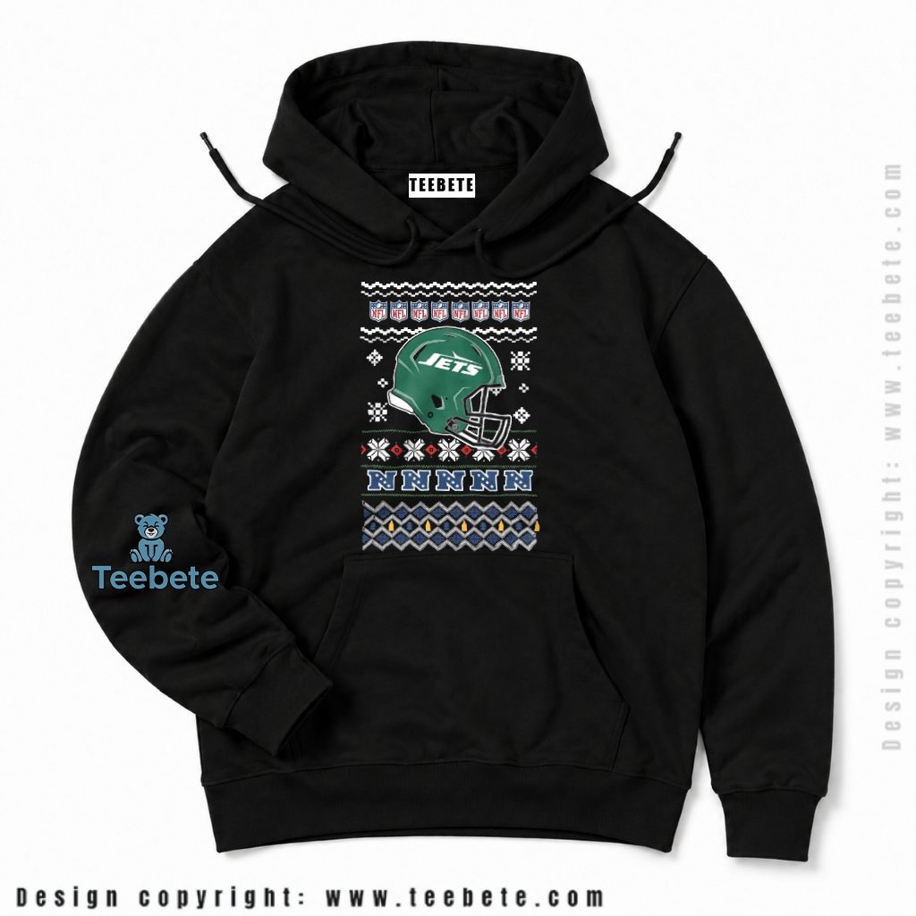 New York Jets Ugly Sweater Helmet Print Hoodie New York Jets Ugly Sweater Helmet Print Hoodie