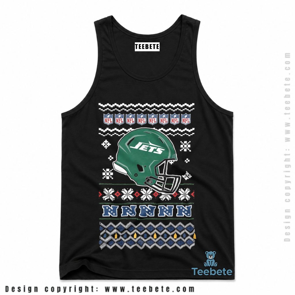 New York Jets Ugly Sweater Helmet Print Tanktop New York Jets Ugly Sweater Helmet Print Tanktop