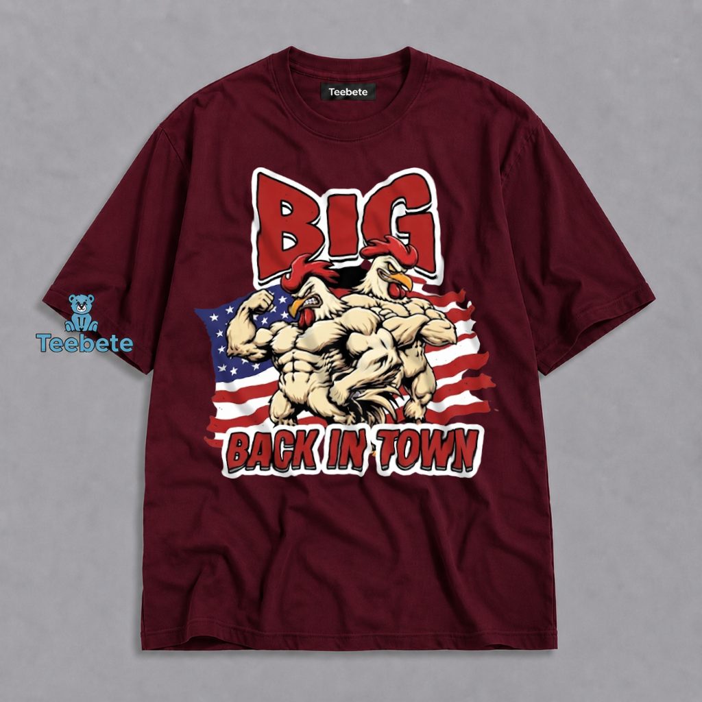 Patriotic Muscular Rooster American Flag Gym Fitness Shirt
