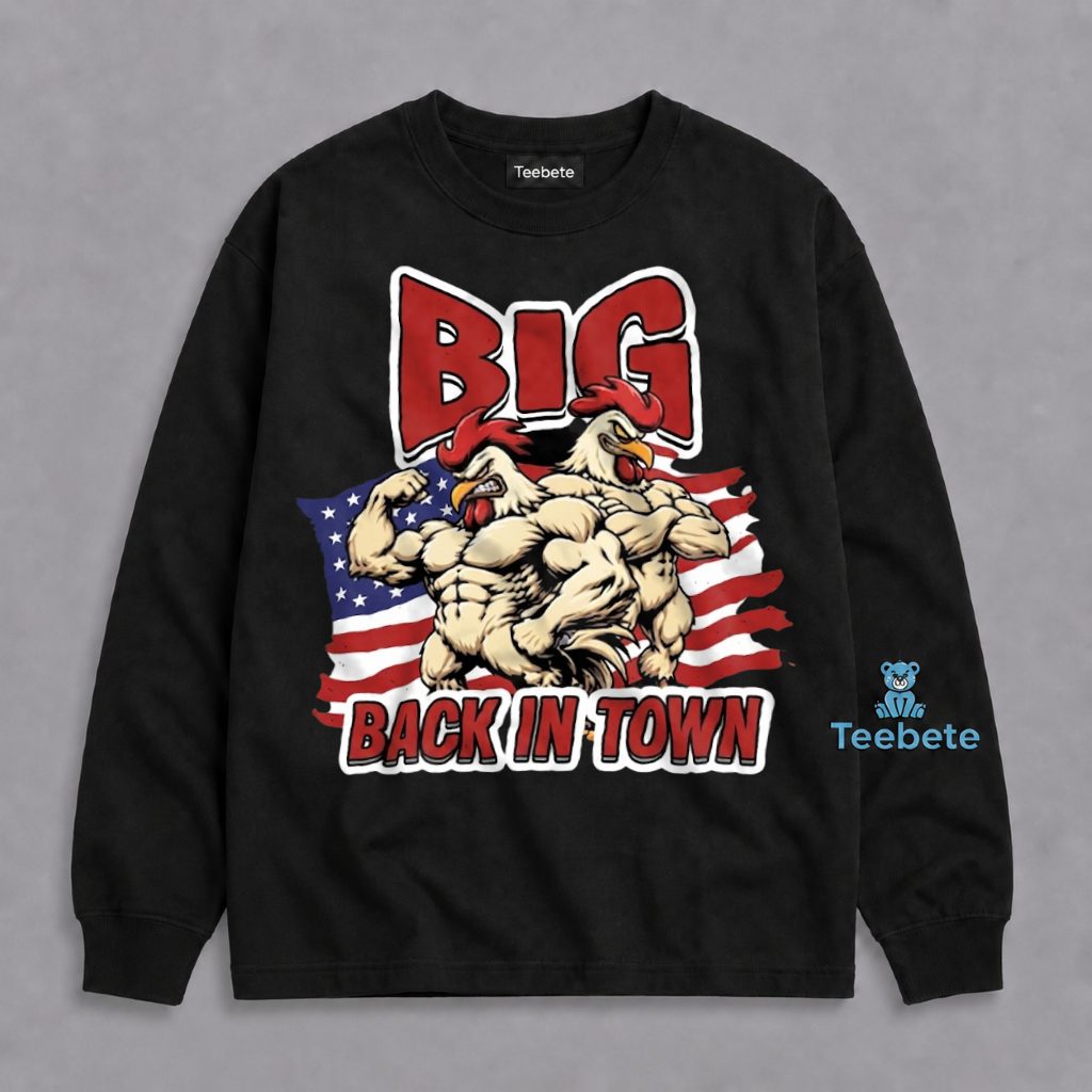 Patriotic Muscular Rooster American Flag Gym Fitness Long Sleeve Patriotic Muscular Rooster American Flag Gym Fitness Long Sleeve