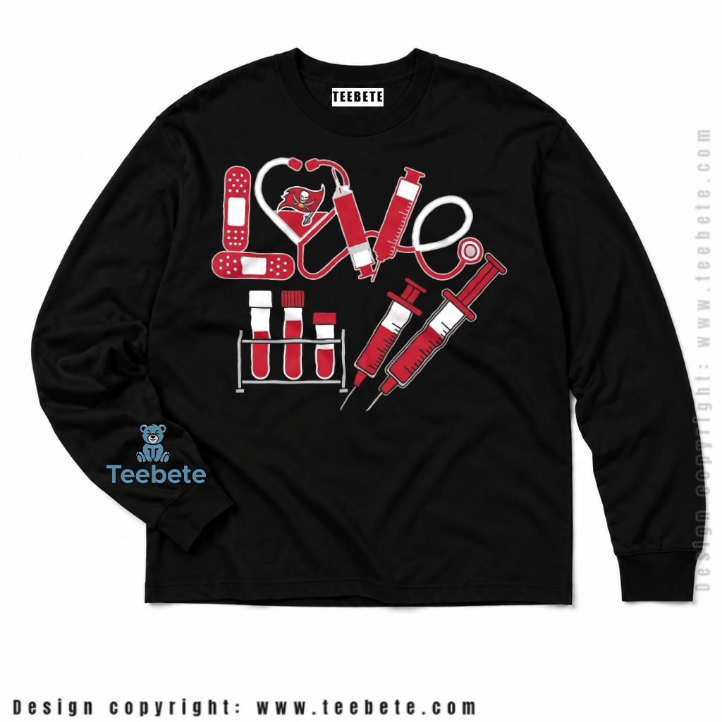 Tampa Bay Buccaneers Love Nurse Stethoscope Long Sleeve Tampa Bay Buccaneers Love Nurse Stethoscope Long Sleeve