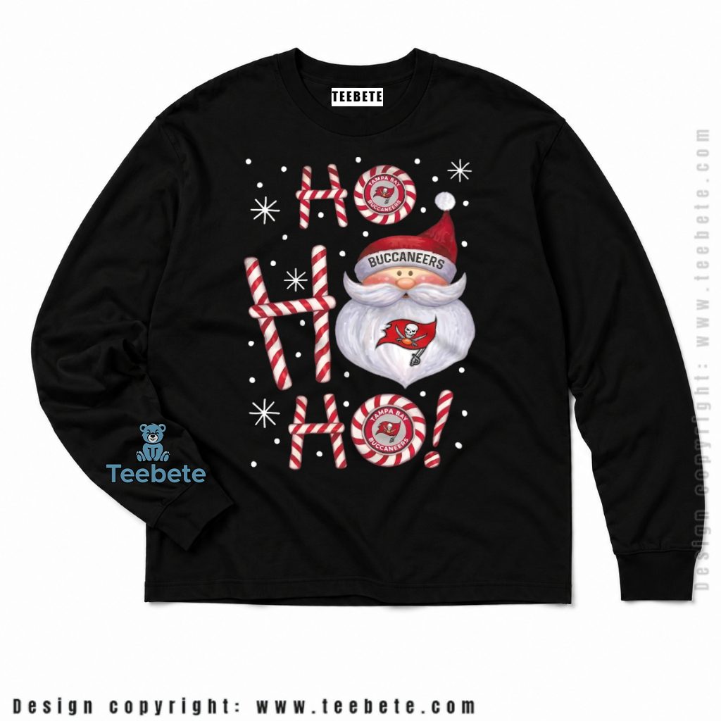 Tampa Bay Buccaneers Santa Ho Candy Cane Long Sleeve Tampa Bay Buccaneers Santa Ho Candy Cane Long Sleeve