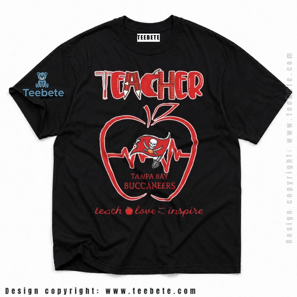 Tampa Bay Buccaneers Teacher Apple Heartbeat Shirt