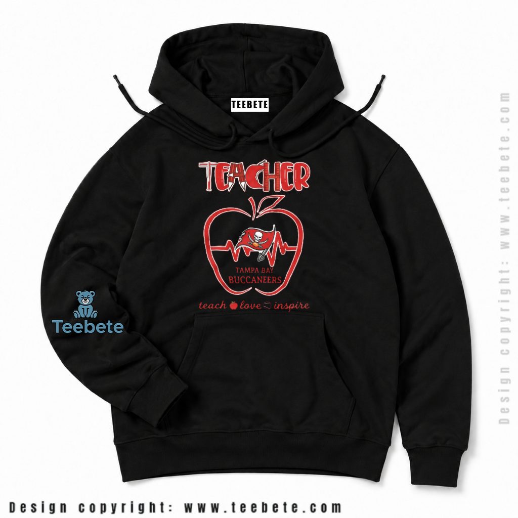 Tampa Bay Buccaneers Teacher Apple Heartbeat Hoodie Tampa Bay Buccaneers Teacher Apple Heartbeat Hoodie