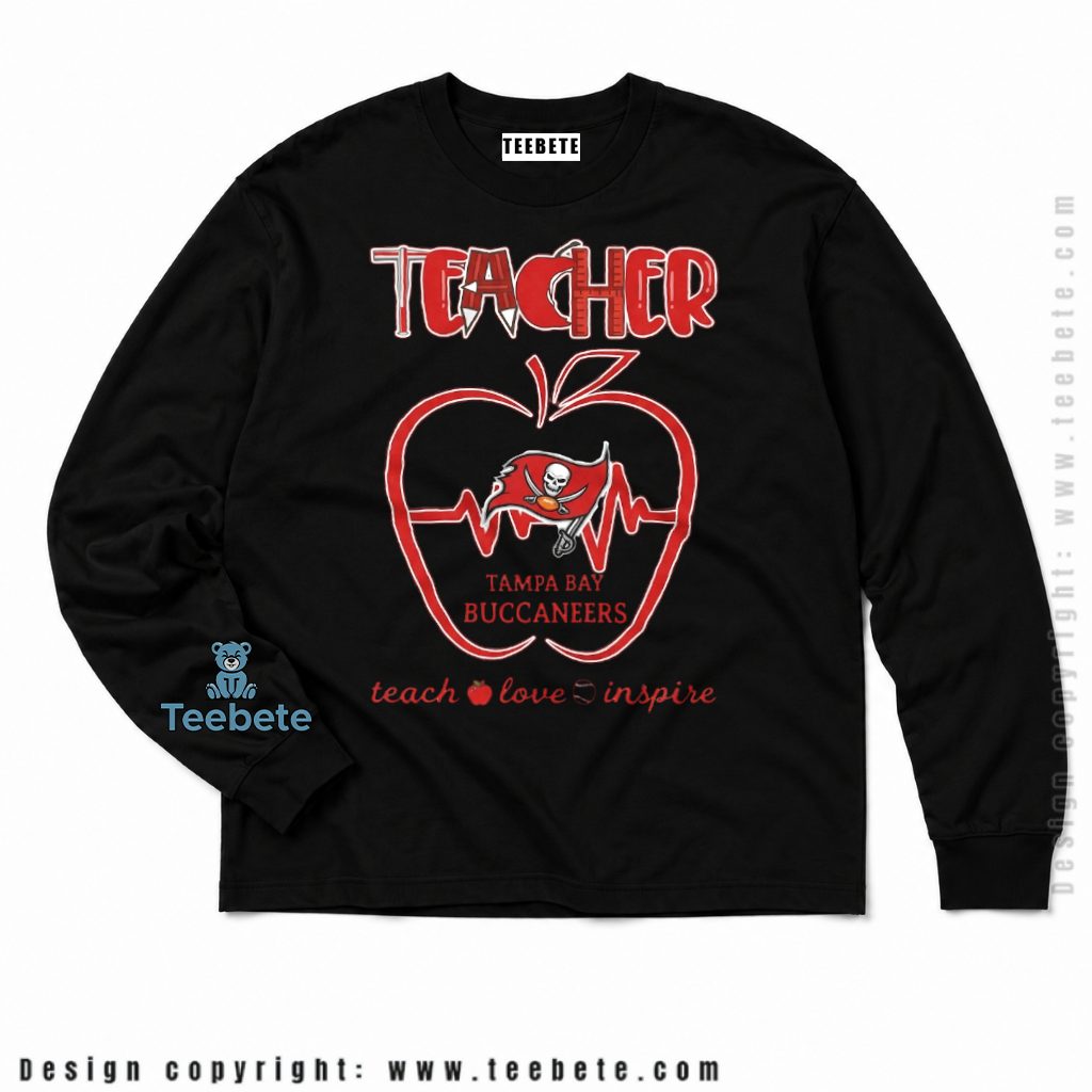 Tampa Bay Buccaneers Teacher Apple Heartbeat Long Sleeve Tampa Bay Buccaneers Teacher Apple Heartbeat Long Sleeve
