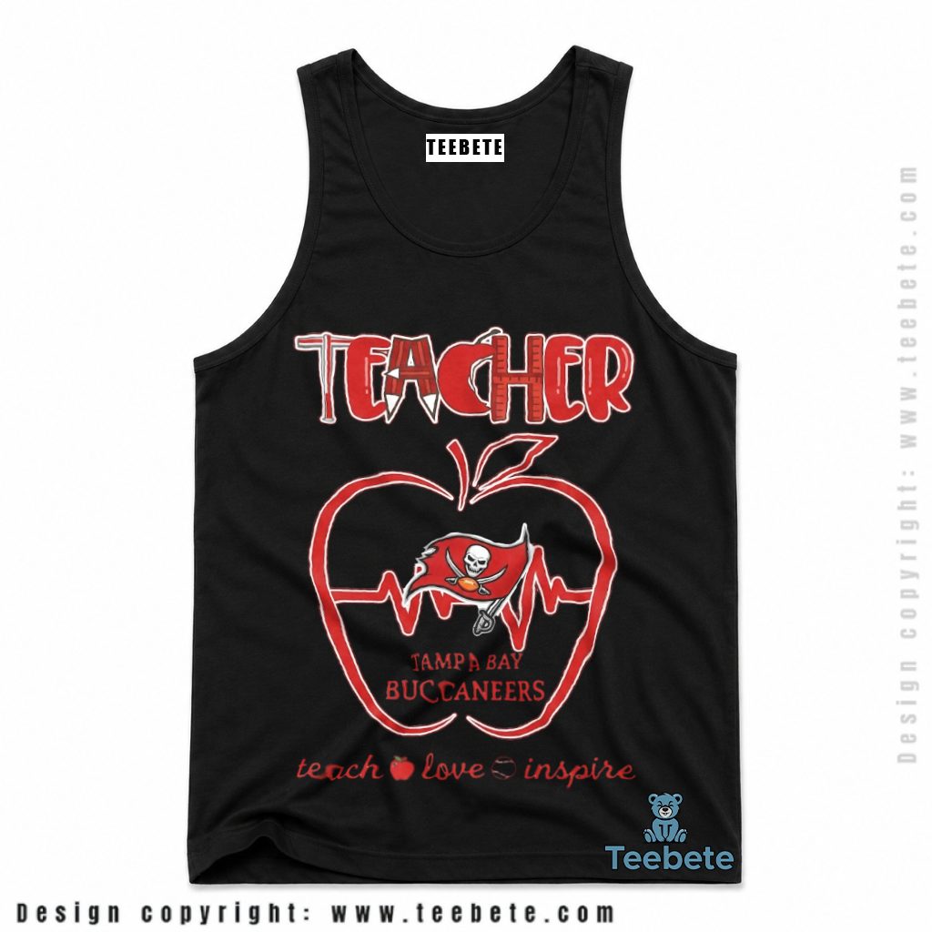 Tampa Bay Buccaneers Teacher Apple Heartbeat Tanktop Tampa Bay Buccaneers Teacher Apple Heartbeat Tanktop