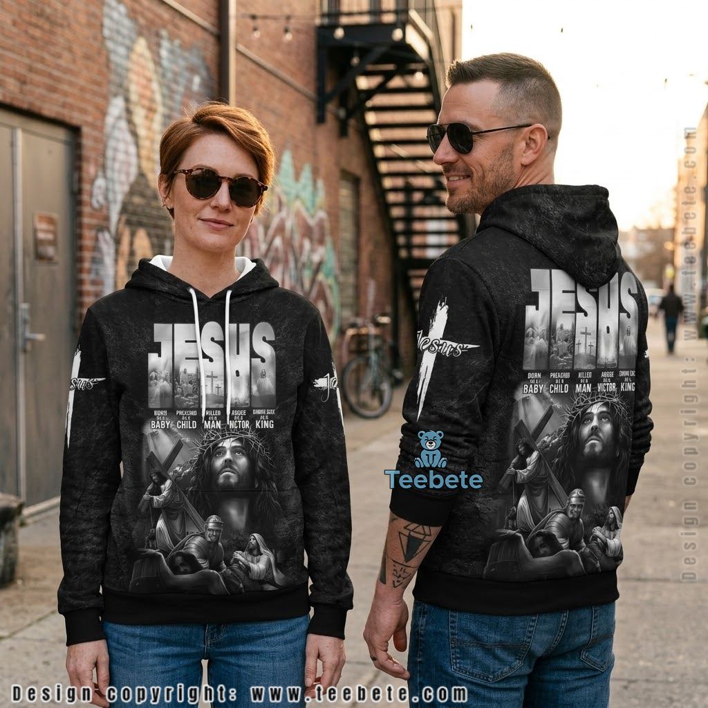 Jesus Born To Be King Life Story All Over Print 3D Hoodie