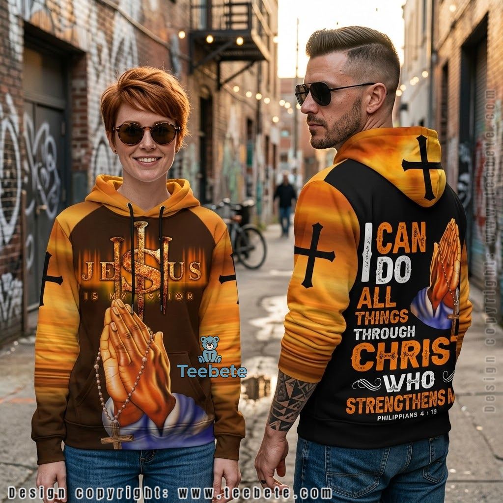 Jesus Praying Hands Philippians All Over Print 3D Hoodie