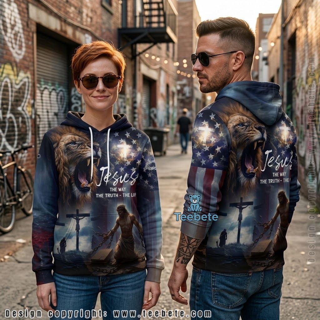 Jesus Roaring Lion The Way Truth Life All Over Print 3D Hoodie