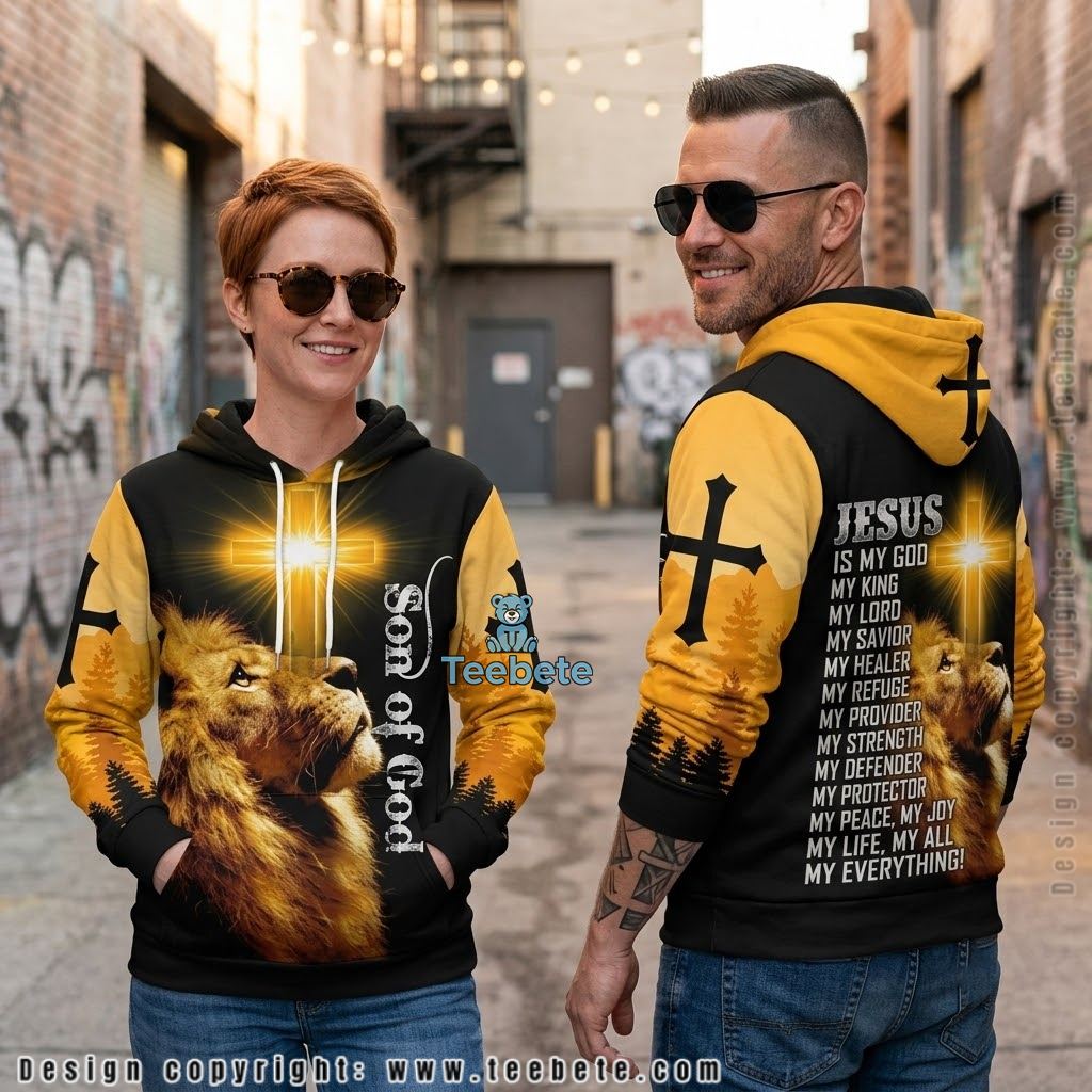 Jesus Son Of God Lion Sunset 3D Hoodie