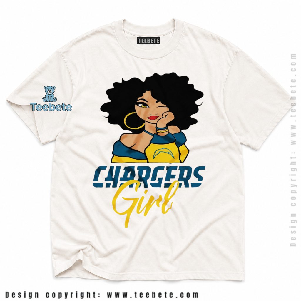 Los Angeles Chargers Afro Girl Hoop Earrings Football Shirt