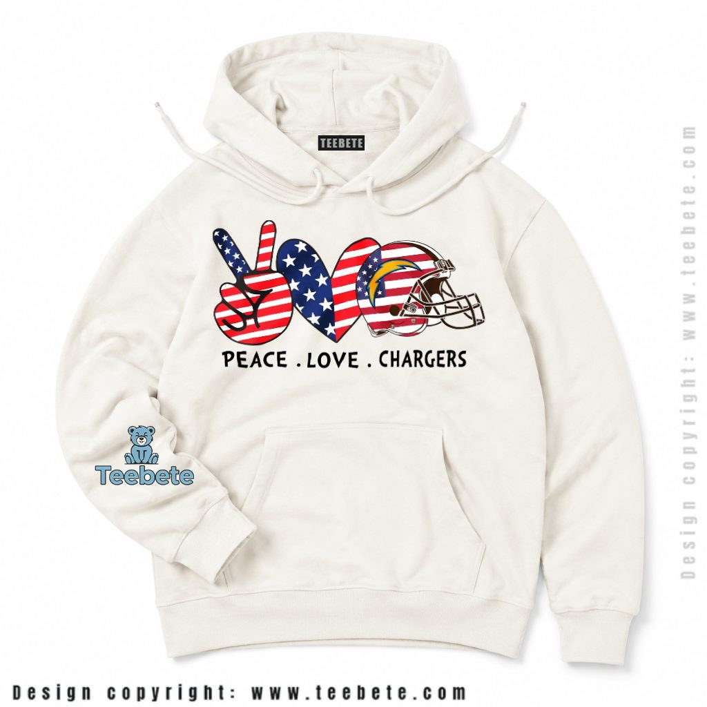 Los Angeles Chargers American Flag Peace Love Helmet Hoodie Los Angeles Chargers American Flag Peace Love Helmet Hoodie