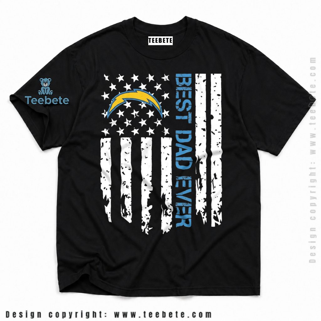 Los Angeles Chargers Best Dad Ever Distressed Flag Shirt