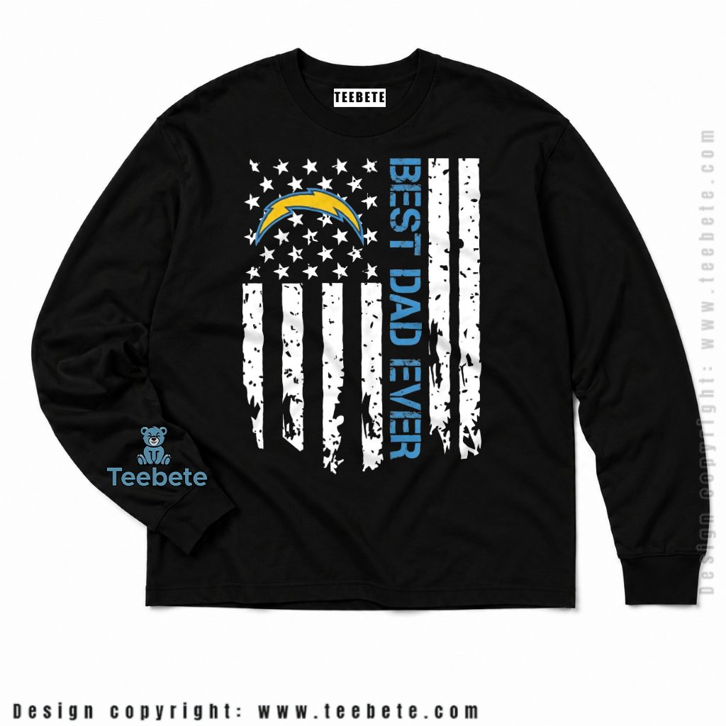 Los Angeles Chargers Best Dad Ever Distressed Flag Long Sleeve Los Angeles Chargers Best Dad Ever Distressed Flag Long Sleeve