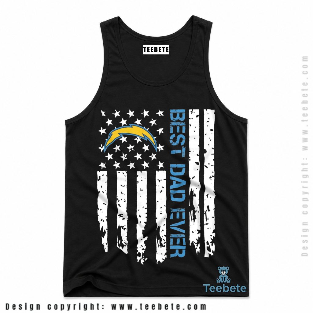Los Angeles Chargers Best Dad Ever Distressed Flag Tanktop Los Angeles Chargers Best Dad Ever Distressed Flag Tanktop