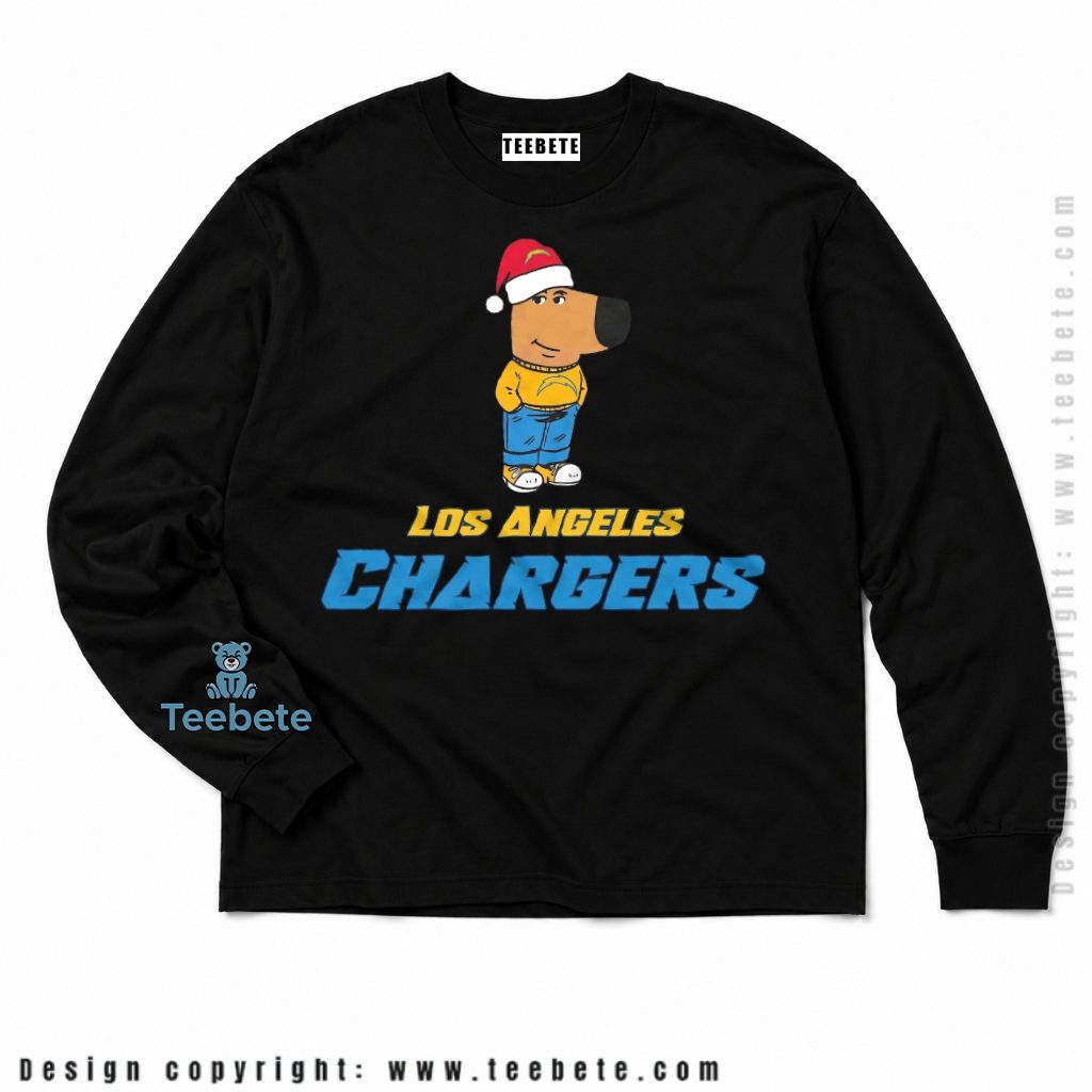 Los Angeles Chargers Chill Guy Christmas Hat Long Sleeve Los Angeles Chargers Chill Guy Christmas Hat Long Sleeve