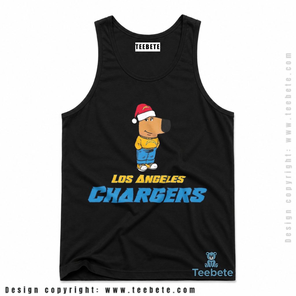 Los Angeles Chargers Chill Guy Christmas Hat Tanktop Los Angeles Chargers Chill Guy Christmas Hat Tanktop