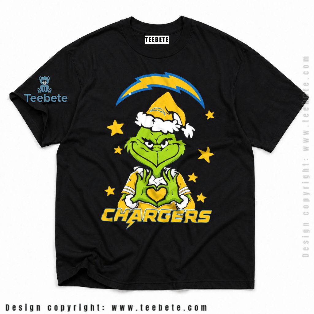 Los Angeles Chargers Grinch Santa Hat Christmas Shirt