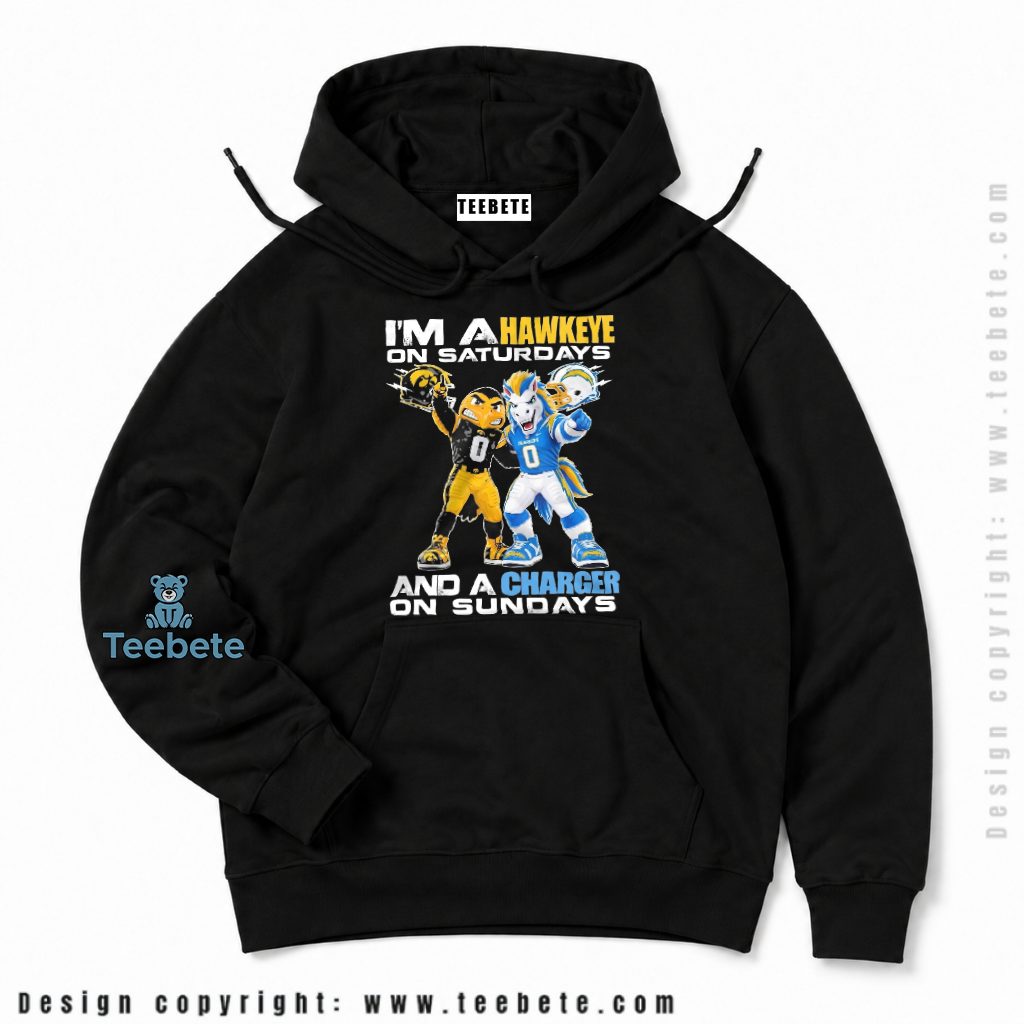 Los Angeles Chargers Iowa Hawkeyes Mascot Football Hoodie Los Angeles Chargers Iowa Hawkeyes Mascot Football Hoodie