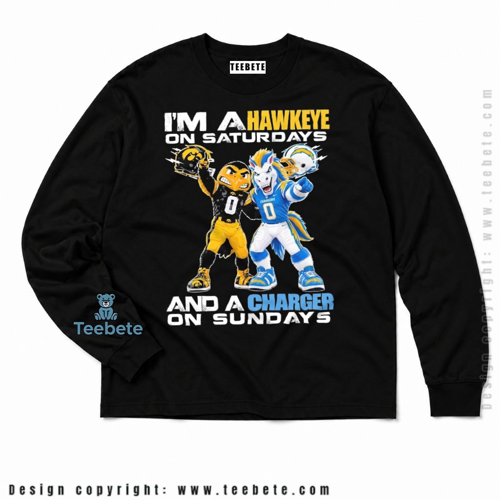 Los Angeles Chargers Iowa Hawkeyes Mascot Football Long Sleeve Los Angeles Chargers Iowa Hawkeyes Mascot Football Long Sleeve