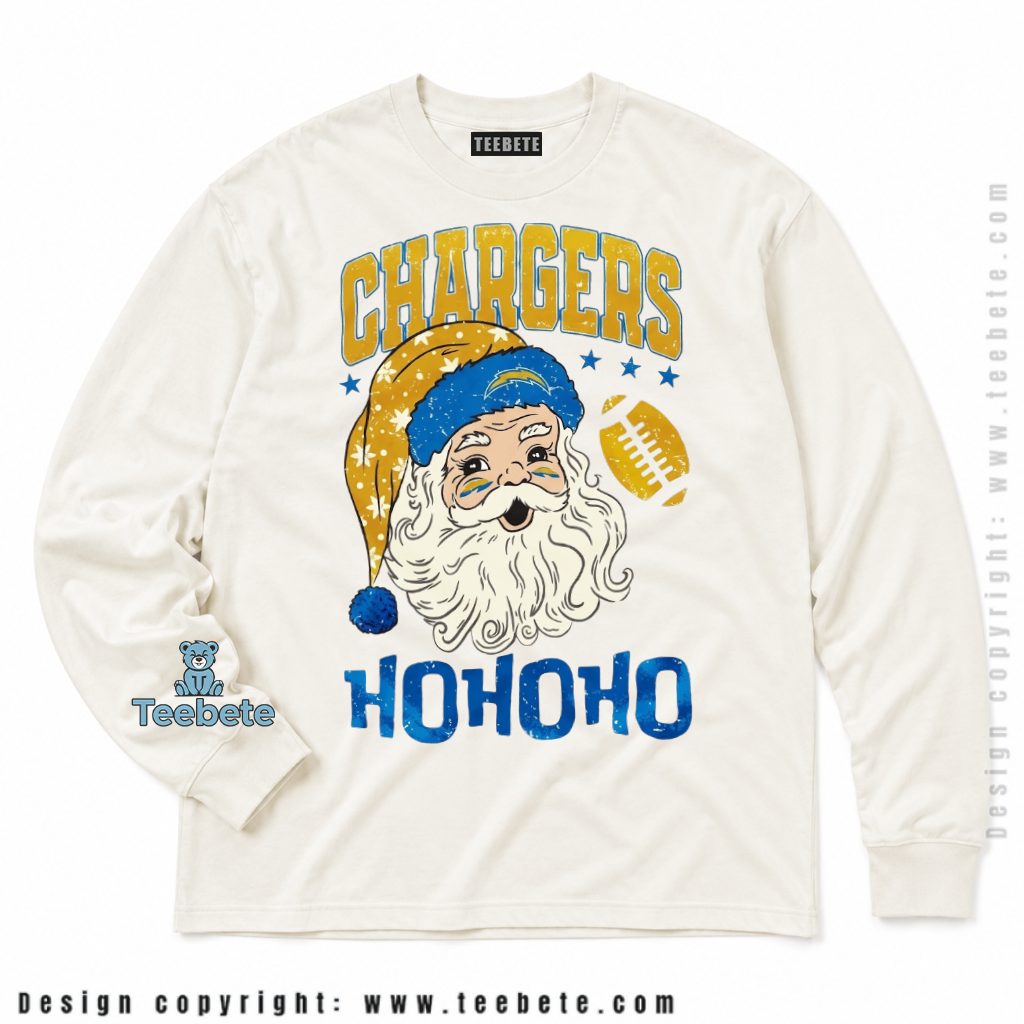 Los Angeles Chargers Santa Claus Holiday Christmas Long Sleeve Los Angeles Chargers Santa Claus Holiday Christmas Long Sleeve