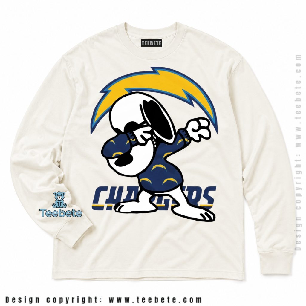 Los Angeles Chargers Snoopy Dabbing Fan Long Sleeve Los Angeles Chargers Snoopy Dabbing Fan Long Sleeve