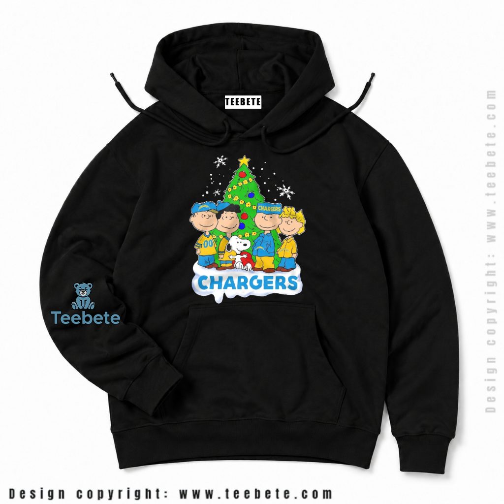 Los Angeles Chargers Snoopy Peanuts Christmas Tree Hoodie Los Angeles Chargers Snoopy Peanuts Christmas Tree Hoodie
