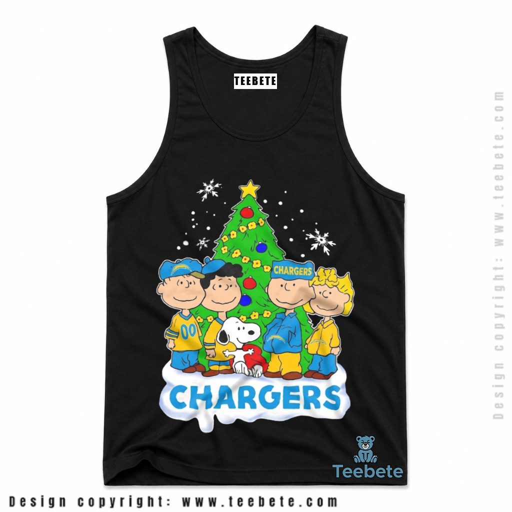 Los Angeles Chargers Snoopy Peanuts Christmas Tree Tanktop Los Angeles Chargers Snoopy Peanuts Christmas Tree Tanktop