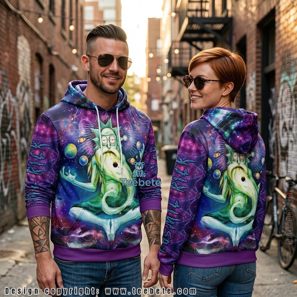 Rick And Morty Cosmic Rick Meditation Galaxy All Over Print 3D Hoodie