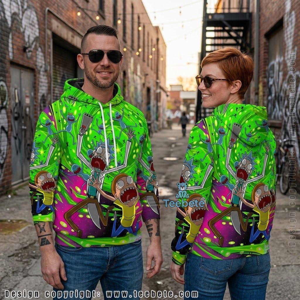 Rick And Morty Mr Meeseeks Chaos Portal All Over Print 3D Hoodie
