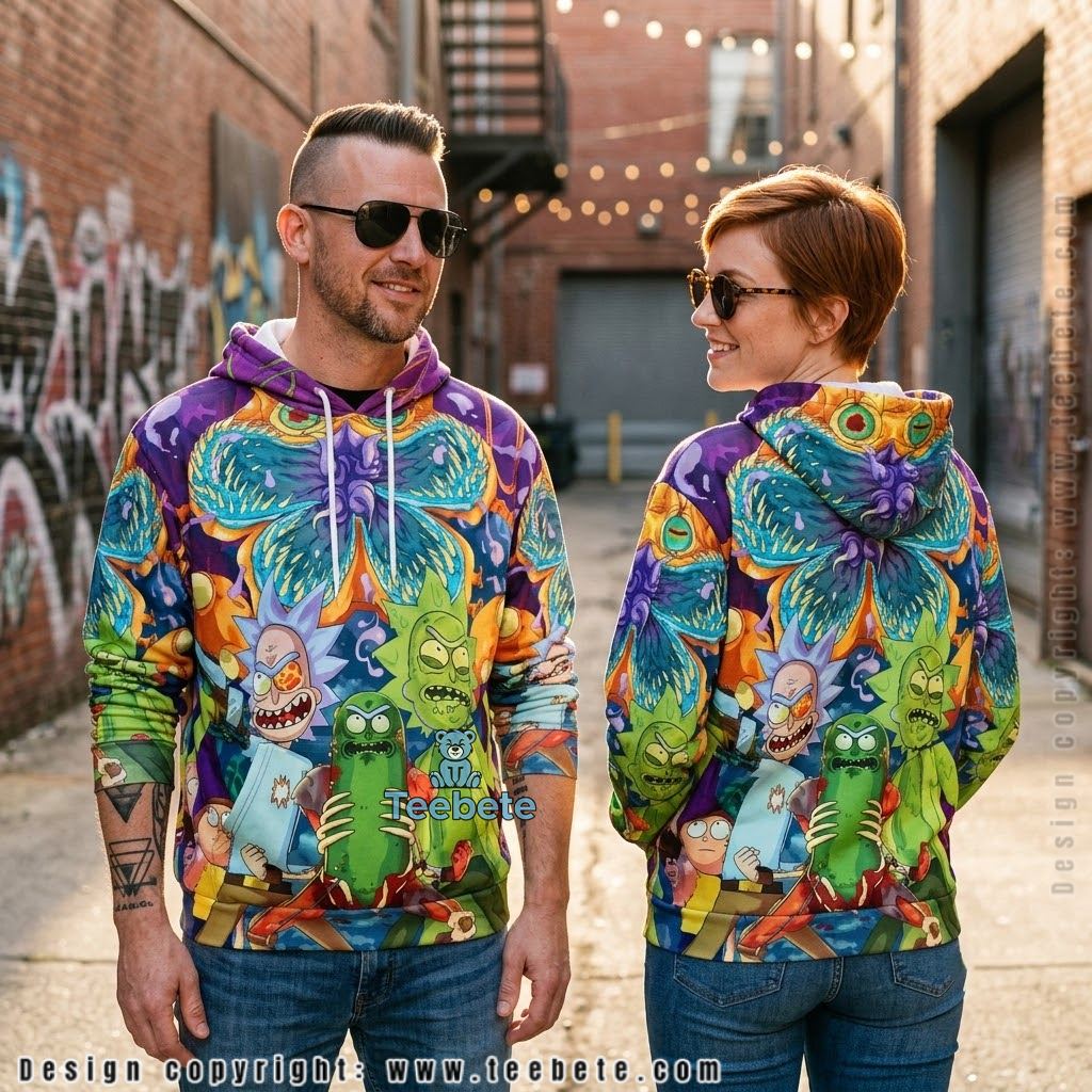 Rick And Morty Pickle Rick Monster Portal All Over Print 3D Hoodie