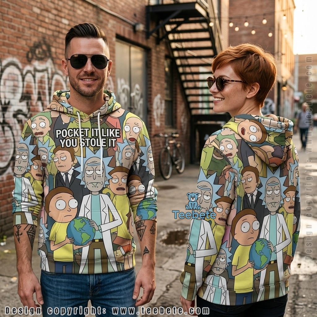 Rick And Morty Pocket Mortys Collage All Over Print 3D Hoodie