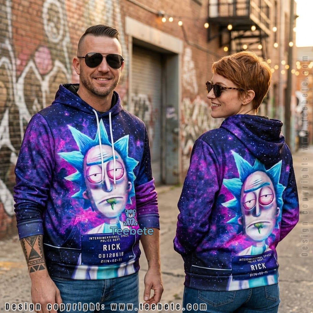 Rick And Morty Rick Mugshot Galaxy 3D Hoodie
