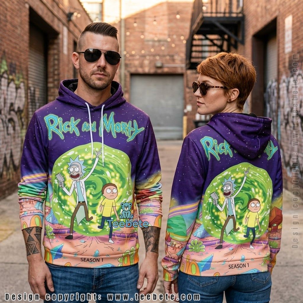 Rick And Morty Season 1 Portal Adventure All Over Print 3D Hoodie